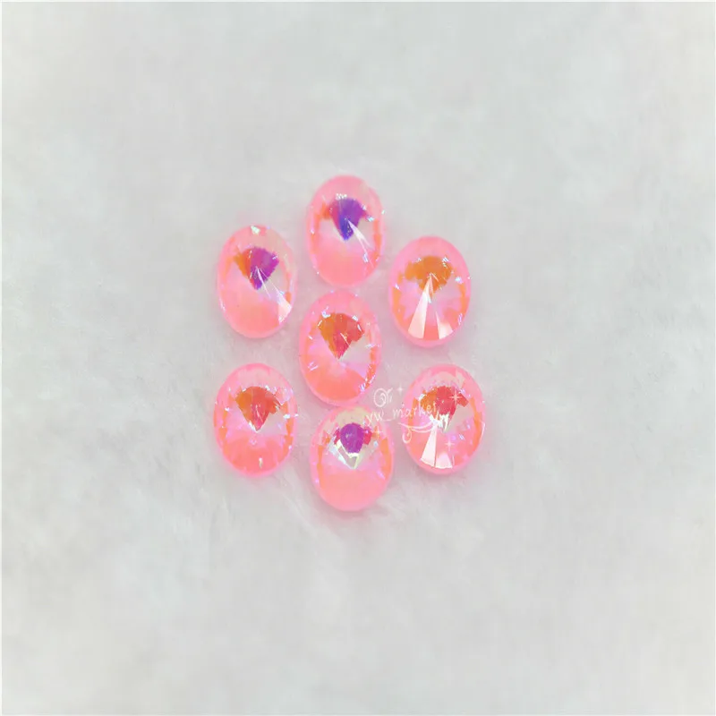 

PINK AB RIVOLI CRYSTAL POINTED BACK Rhinestones Round Glass Crystal Stones 14mm