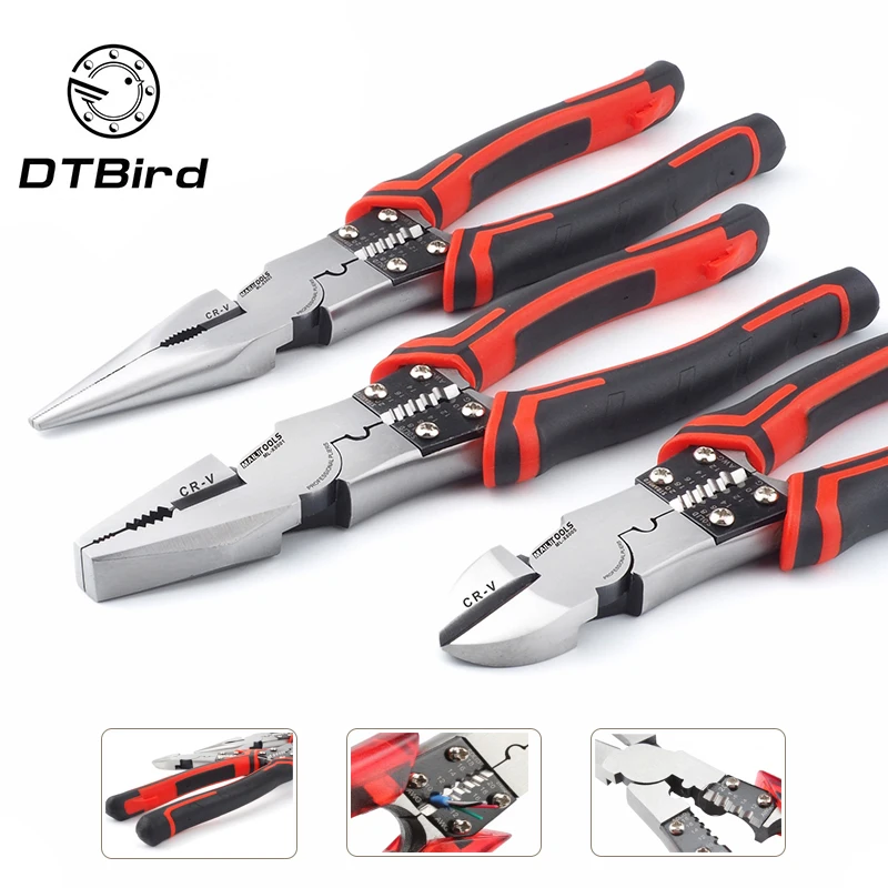 

Professional Tools Wire Pliers Set Stripper Crimper Cutter Needle Nose Nipper Wire Stripping Crimping Multifunction Hand Tools