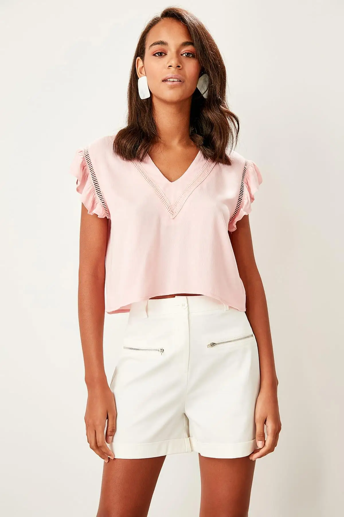 

Trendyol Pink Sleeve Detail Bluz TWOSS19AP0305
