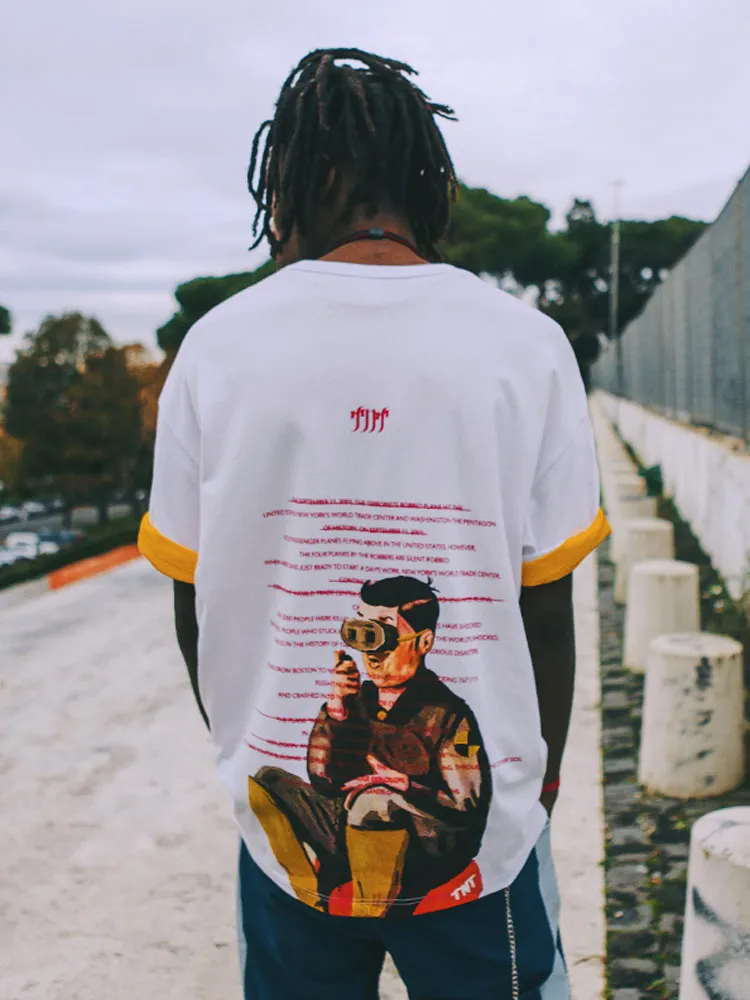 

Loose Tops Fun English Print Drop Shoulder Oversize Short Sleeve T-Shirt