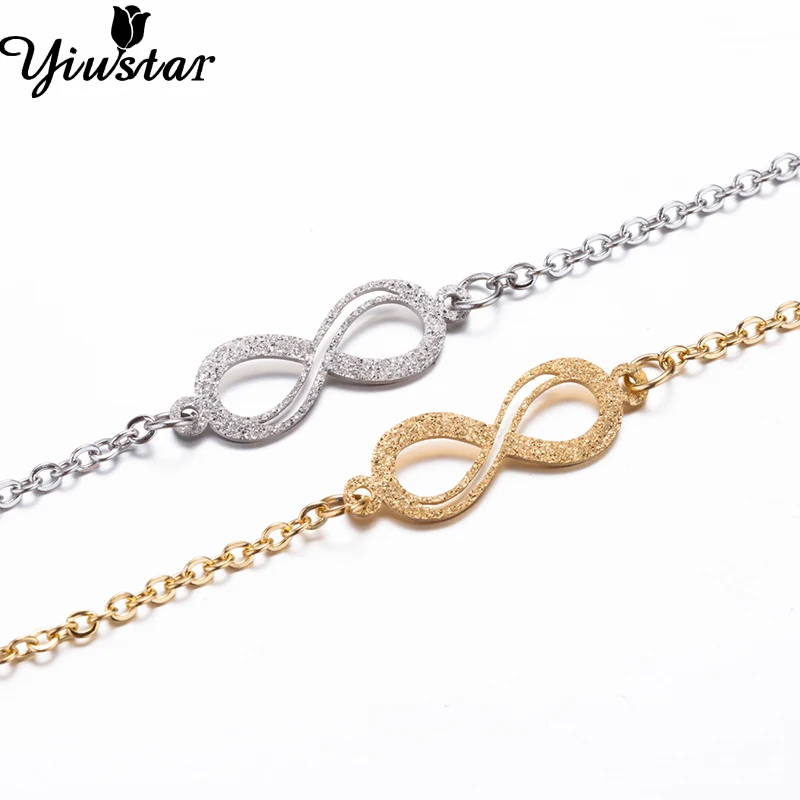 

Yiustar Scrub Infinity Bracelets for Women with Wave Line Bracelet Stainless Steel Infinity Number 8 Chain Bracelets bileklik