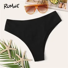 Romwe, спортивный Одноцветный купальник, трусики, летние, повседневные, пляжные, бикини, низ, для девушек, купальник для женщин,, купальник, плавки, 2 цвета