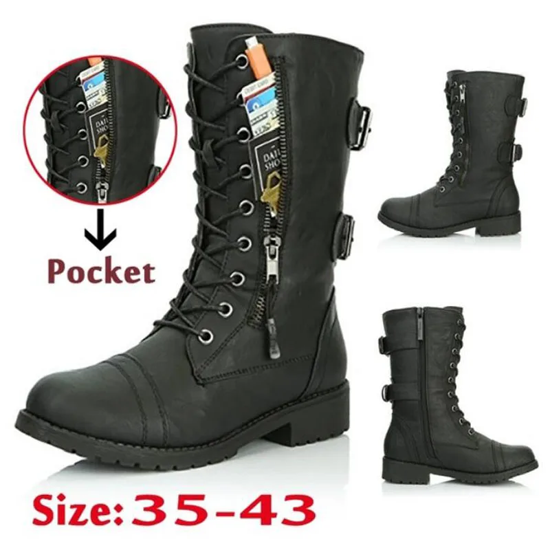 

DAFENP Women Boots Lace Up Shoes Woman 2019 Genuine Leather Martin boots women Shoes Riding Boots Zip botas mujer bota feminina