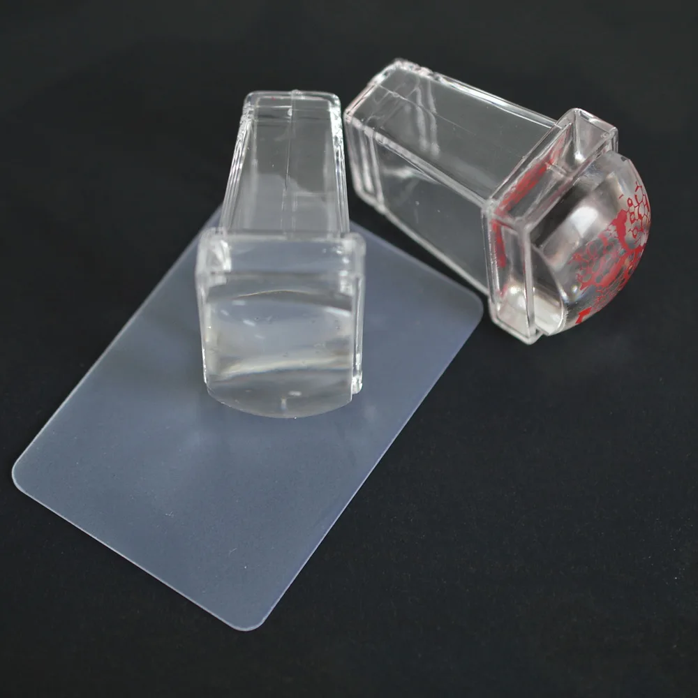 2 шт/комплект 3 см Прозрачные Зефир мягкий гелевый силиконовый голова штамп-инструмент для дизайна ногтей+ скребок новое покрытие для маникюра Инструменты для стемпинга TGF456