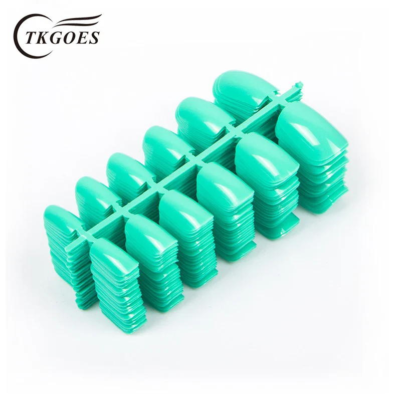 

600pcs/pack Artificial Nails Candy Green Color Square Short Design Nail Art Tips UV Gel Full Cover Acrylic Fake Nails Salon