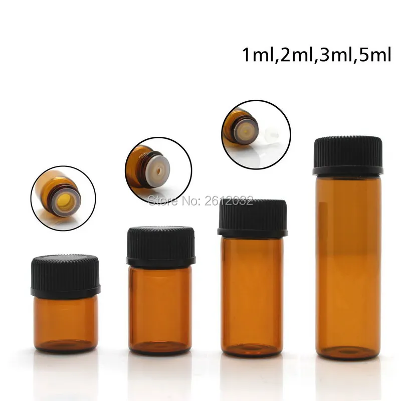 1ml 2ml 3ml 5ml Mini Amber Glass Essential Oil Bottle Orifice brown
