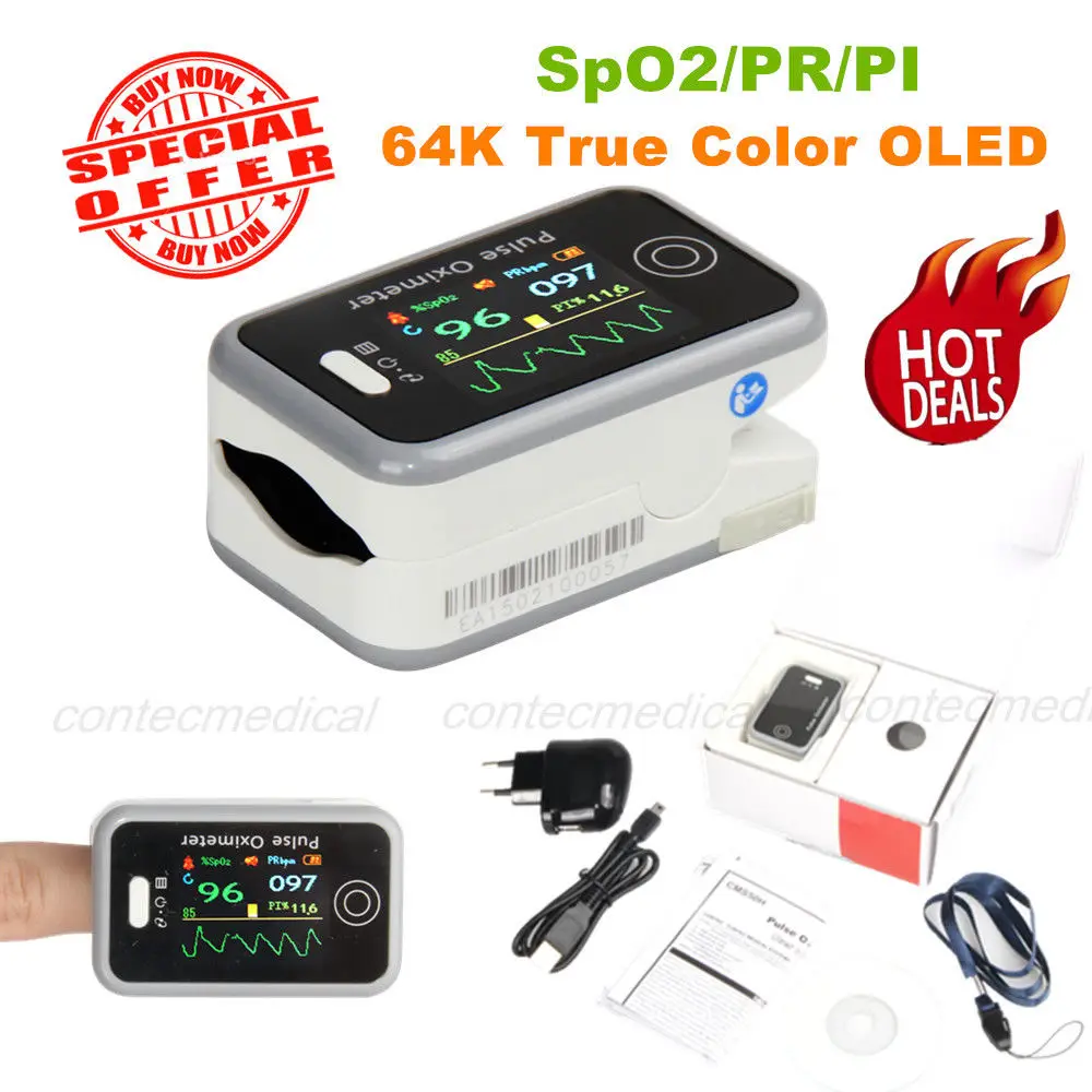 

CONTEC CMS50H Finger Pulse Oximeter Sleep Study SpO2 PR PI Blood Oxygen Monitor