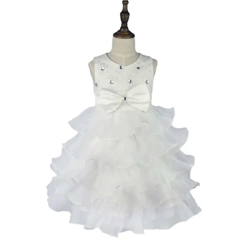 Праздничные платья для девочек; одежда для детей; летнее кружевное свадебное платье принцессы без рукавов; праздничное платье для девочек-подростков - Цвет: Белый