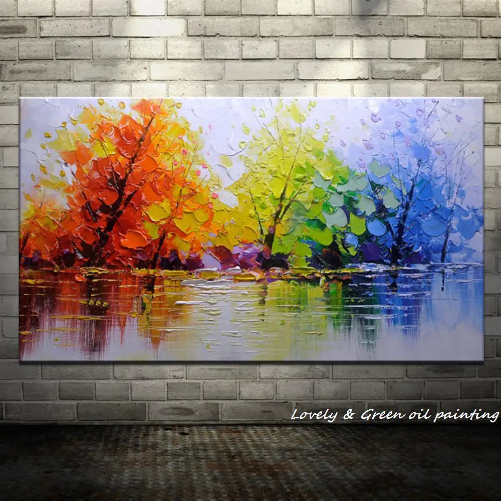 

100% Handpainted Color Tree Knife Modern Oil Painting On Canvas Wall Decor Wall Art Wall Pictures For Living Room Home Decor