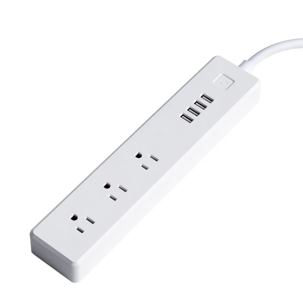

Smart US Plug Usb Wall Outlet USB Power Socket Timing Function Voice APP Remotely Control with 3 AC Outlets and 4 USB Ports