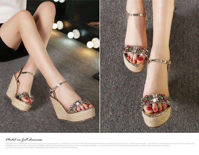 32_2016 New Fashion Summer Luxury Platform Wedge Sandals Womens Small Size Designer Golden High Heels Shoes Online Good Quality
