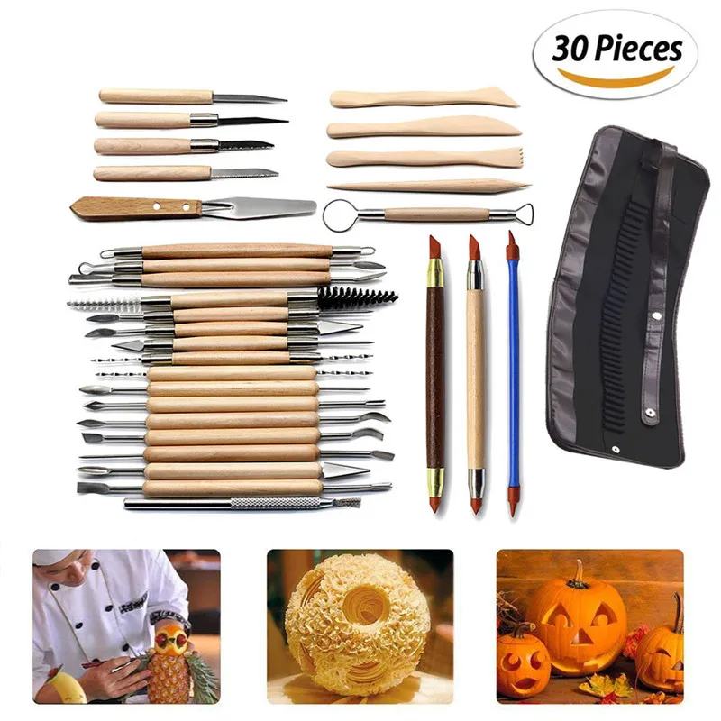 

Creative Arts Crafts Clay Sculpting Toys Pottery Carving Toys Set Pottery & Ceramics Wooden Handle Modeling Clay Toys