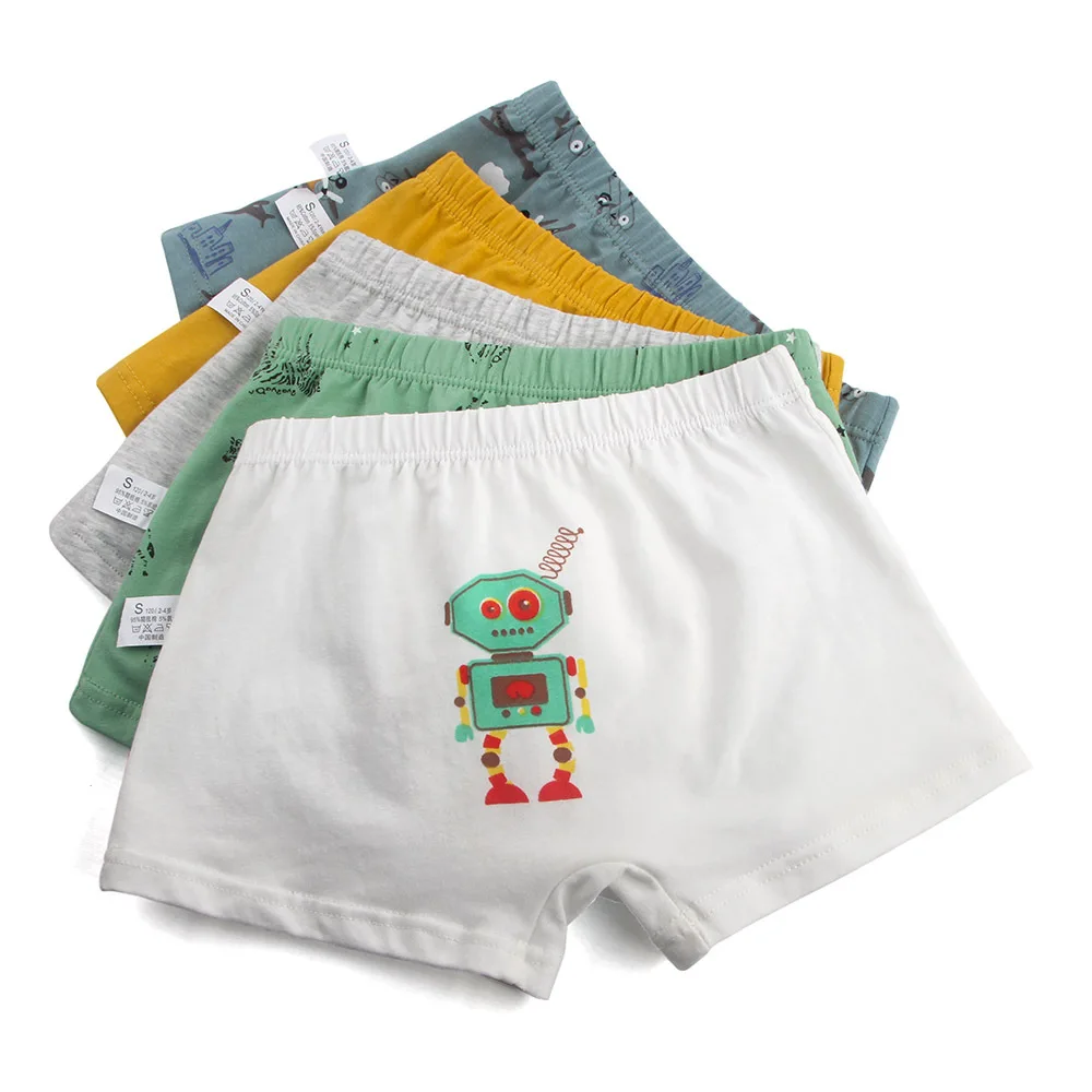 

5pcs/lot Panties Boy Dinosaur Robot Car Briefs Underwears Infant Boxer Briefs Shorts Cotton Cartoon Underpants Kid 2019 Clothing