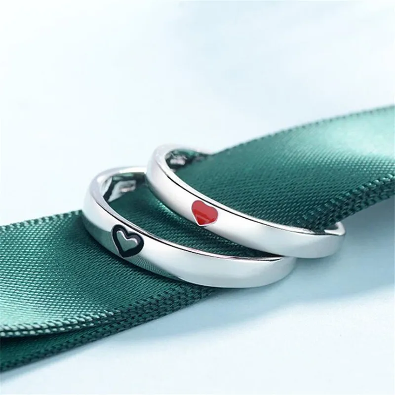 Simple Style Fashion Love Heart Female Couple Rings Copper Wedding Band Men Engagement Ring Couple Jewelry