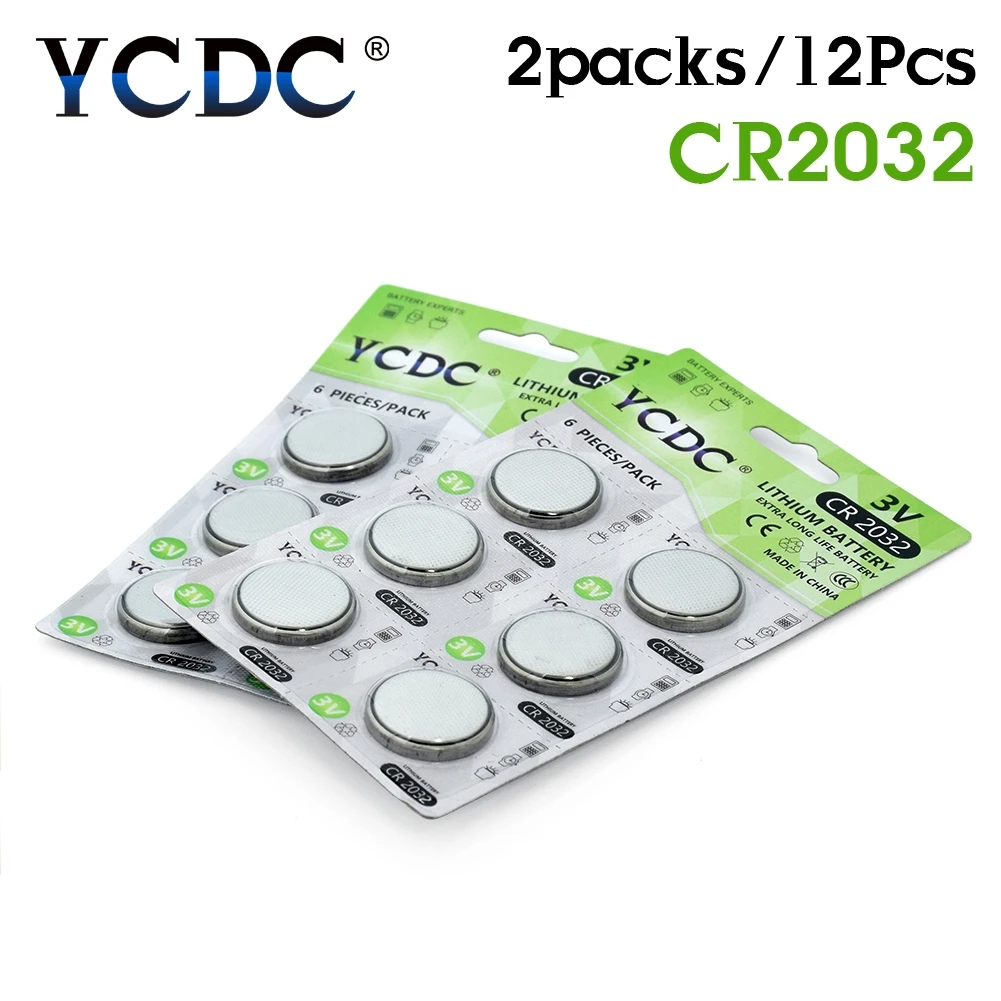 

YCDC 12Pcs/2Cards CR 2032 Lithium Button Batteries ECR2032 CR2032 DL2032 5004LC Button Coin Cells 3V Lithium Battery Pedometer