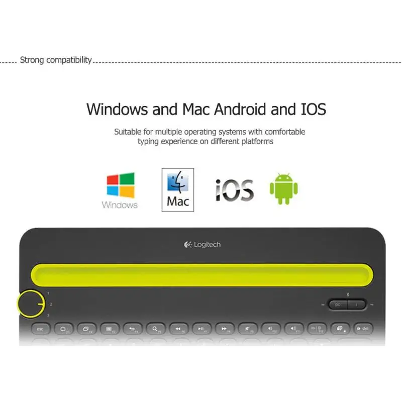 Logitech K480 Bluetooth мульти-устройство Портативный клавиатура с чехол для телефона с держателем для карт для Windows Mac OS iOS Android смартфон/планшет