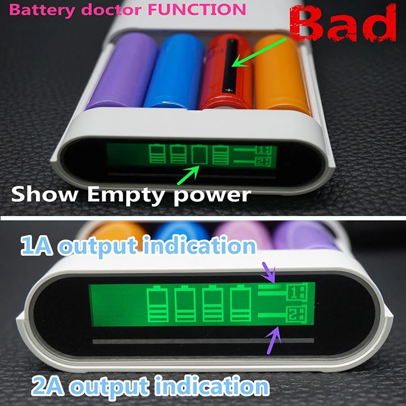 ToMo T4 DIY PowerBank чехол 4 шт. 18650 Батарея 2200 мА/ч, 2500 мА/ч, Зарядное устройство с двумя разъемами USB, 5 В, 2A ЖК-дисплей 4 слота powerbank Зарядное устройство Батарея