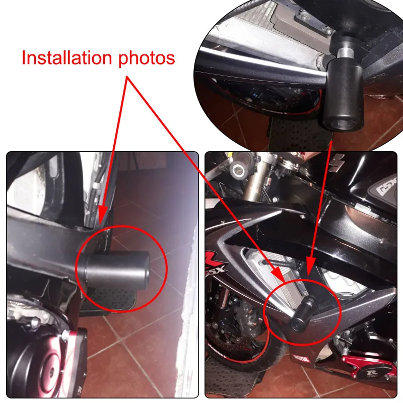 MTCLUB  No Cut Frame Sliders Crash Falling Protection for Suzuki 2006 2007 2008 GSX-R GSXR 600 750 GSX-R600 GSX-R750 GSXR600 (222)