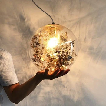 

TRAZOS Modern Lamps Led Pendant Chandelier Lights Balls Transparent Crystal Globes Stairs Loft Light Fixtures LED Pendant Lamp
