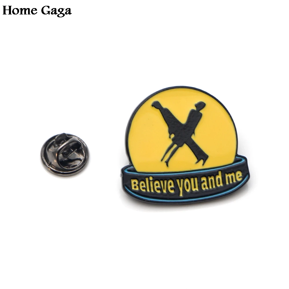 

Homegaga X FILES trendy Zinc pins letter Believe you and me para diy backpack clothes for bag badge brooches for men women D0934
