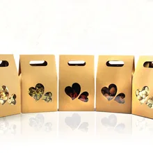 10*15,5*6 см 50 шт/партия стоячий крафт-бумага с окошком сумка Подарочная упаковка коробка печенья/конфеты/гайки сумка/DIY подарочная ручка упаковочная коробка