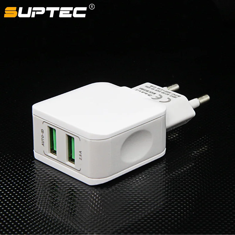 

SUPTEC 5V 2.1A Dual USB Charger Mobile Phone EU Charger For iphone Samsung iPad Fast Wall EU Adapter for Mobile Phone Charger