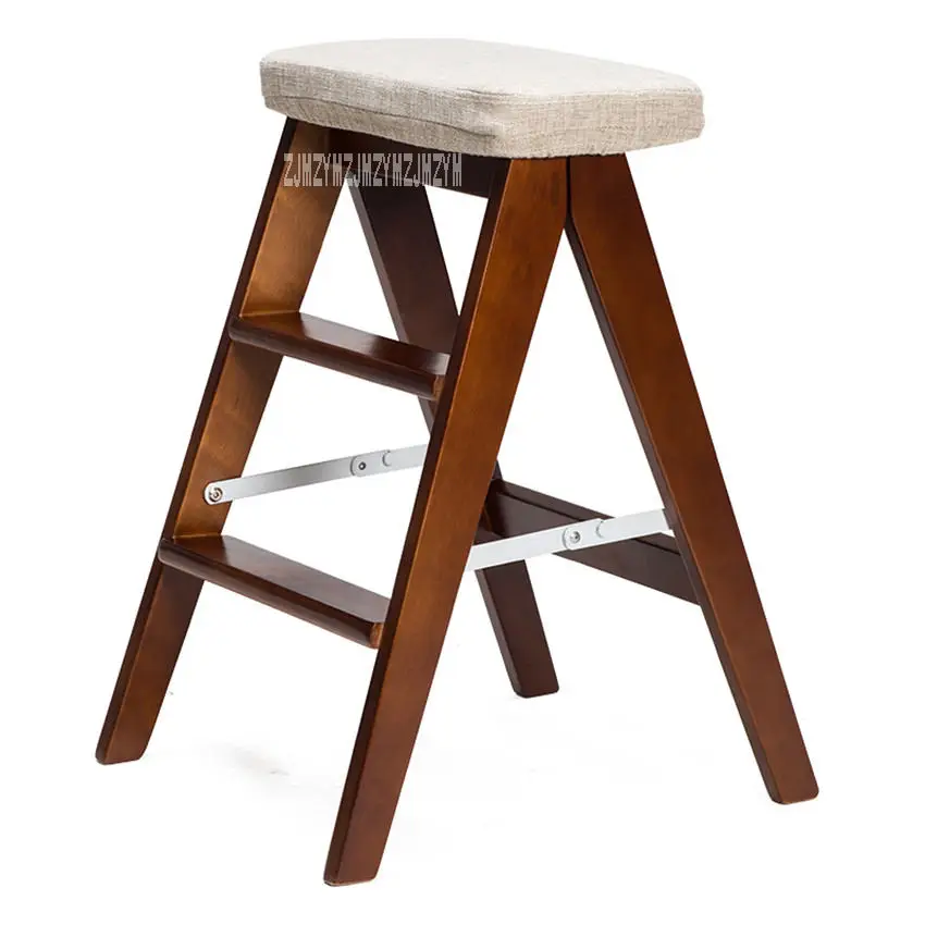 HLM-3006 креативный Bentwood стул-лестница Простой кухонный ступенчатый табурет Многофункциональный складной деревянный табурет двойного назначения - Цвет: F