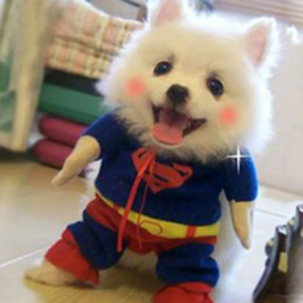 hot sales cute pet small dog superman clothes costumes suit puppy cats jumpsuit appareljpg