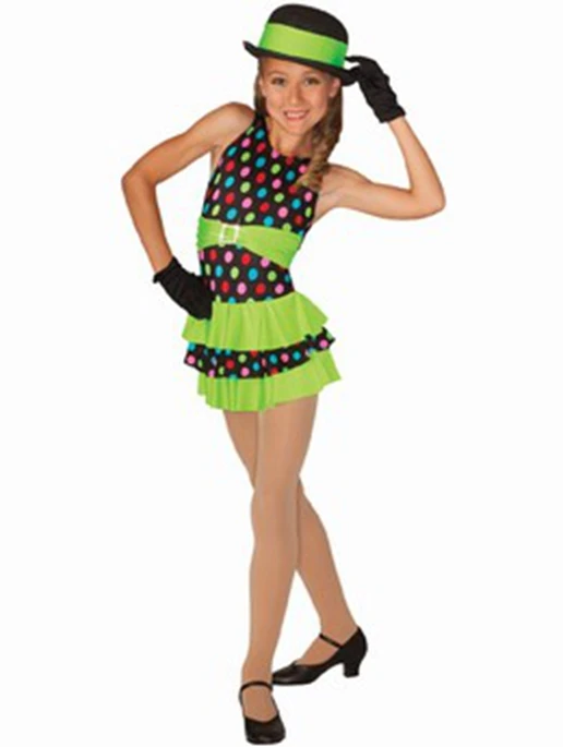 polka dot kids adult female team modern dance costume street jazz dance