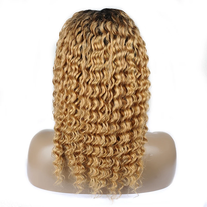 1B 27 Deep Wave Honey Blonde Lace Front Wig Peruvian Lace Front Ombre Human Hair Wig Black Women Thick Remy Hair 150 Density Wig (5)