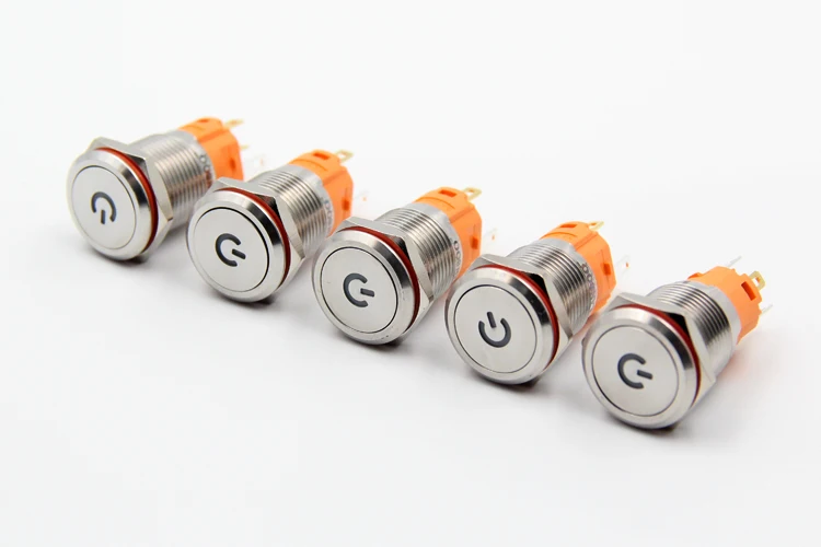 

1PCS YT1004B 16 mm metal push button switch Automatic Reset The LED lamp power symbol 9-24V Sell at a Loss