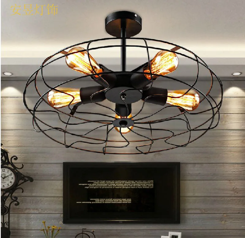 

A chandelier store coffee bar West Restaurant lamp rural industrial wind fan designer lamp