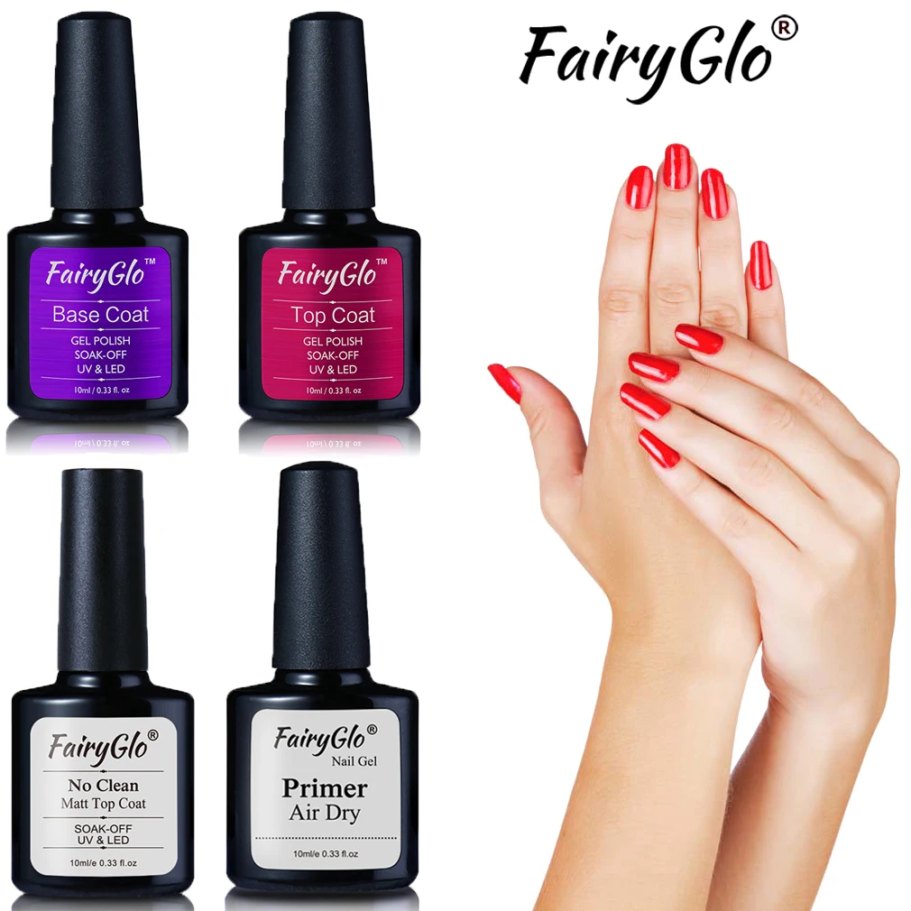 

FairyGlo Nail Gel Base Top Rubber Base No Clean Matte Effect Top Coat Air Dry Primer Pell Off Tape Nail Latex Nail Gel Base Top