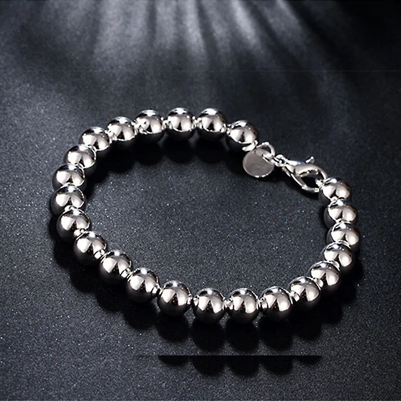 

Fashion 8MM Elastic Hollow Beads Bracelet Bangles Silver Charms Buddha Bracelets Jewelry Best Gifts For Men Women BH
