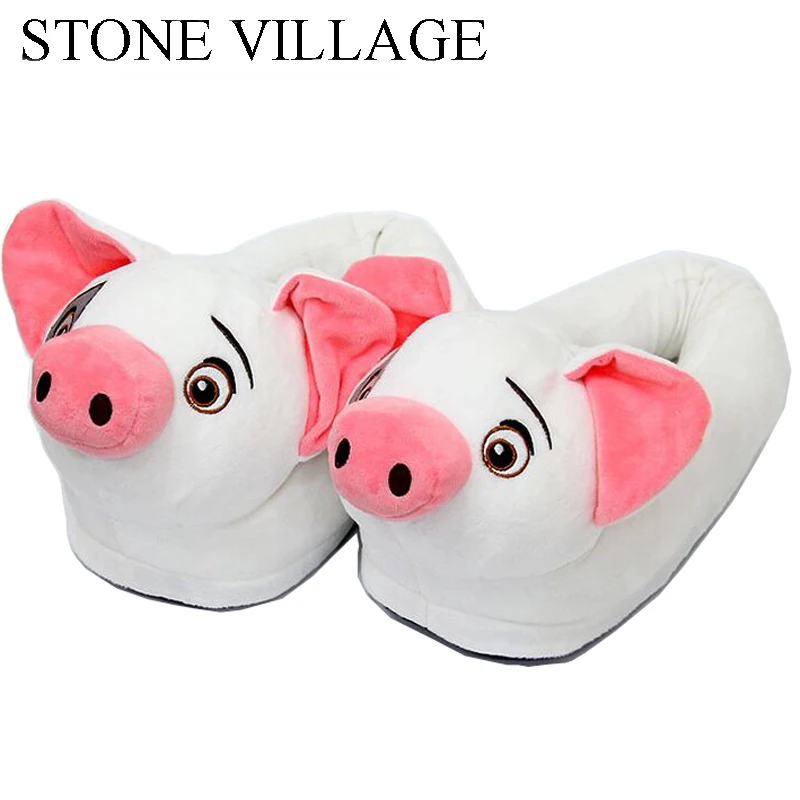 STONE VILLAGE White Pig Cotton Home Slippers Playful Pig Animation Film Plush Warm Winter Indoor Shoes Women Slippers Shoes STONE VILLAGE White Pig Cotton Home Slippers Playful Pig Animation Film Plush Warm Winter Indoor Shoes Women Slippers Shoes
