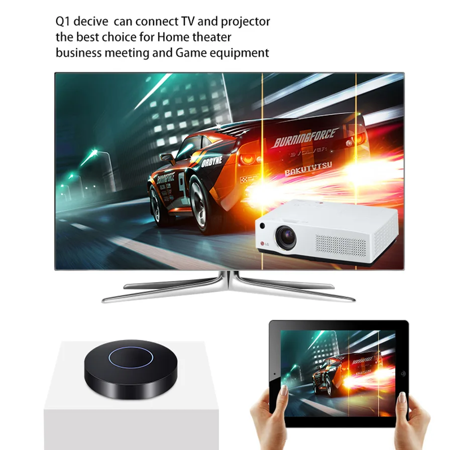  HD + uscita AV Q1 Mirroring Dongle wifi display del ricevitore Android TV bastone HDMI + USB + Audi