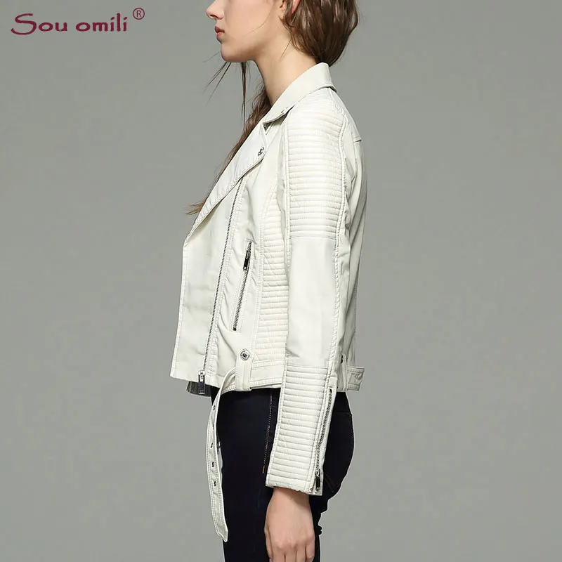 En Moto Couro 3d Ceinture Femmes Punk Chaquetas Casaco Manteau Matelassé Faux Blanc Veste Noir Jaquetas Pu Cuir Beige HfEwpE