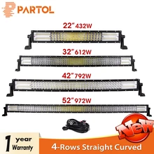 Partol 4-Row LED Light Bar 22″ 32″ 42″ 52″ Straight Curved Offroad LED Work Light Bar For 4×4 4WD Truck Trailer SUV ATV UTV