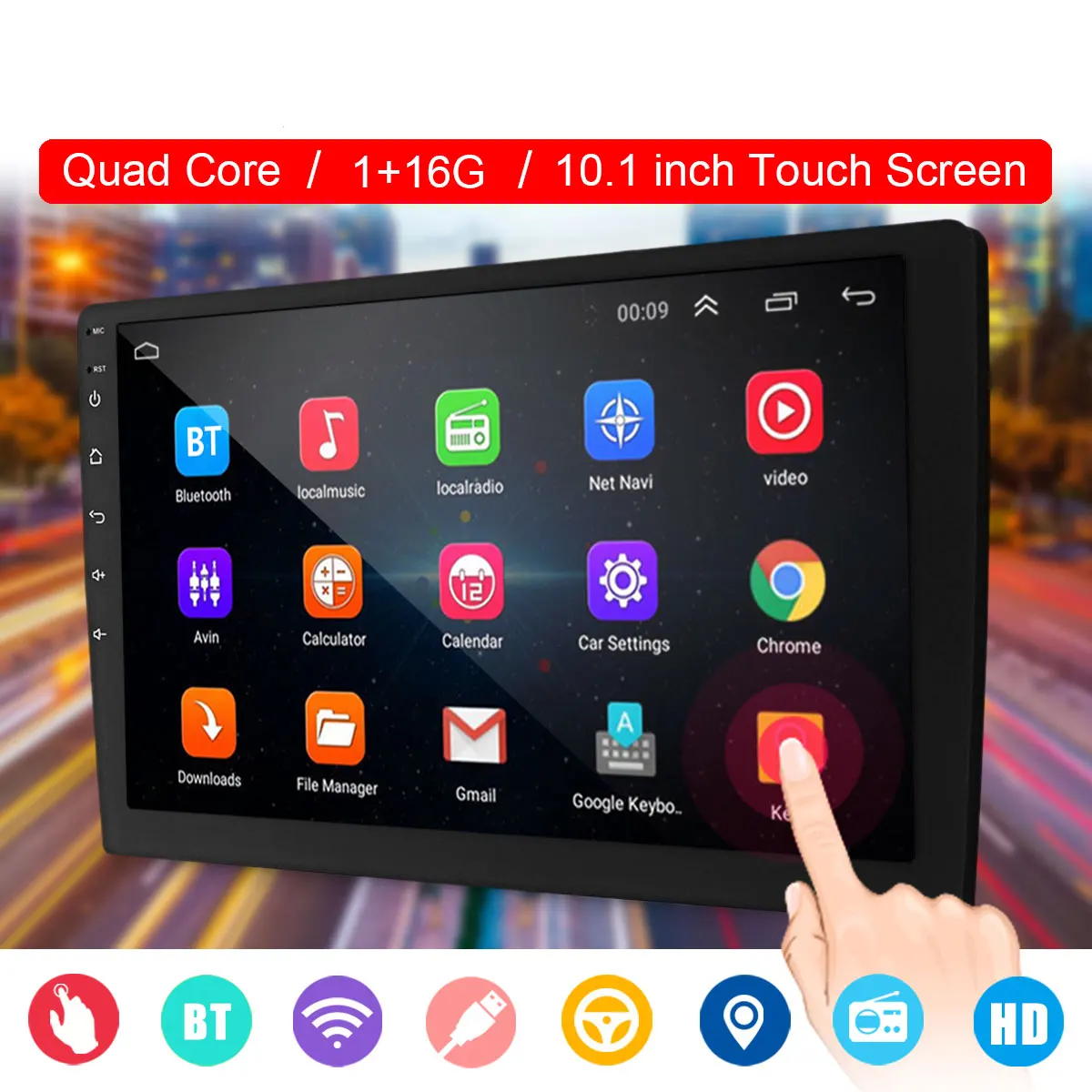 

10.1 2 DIN Quad Core Car Stereo bluetooth Nav DAB Touchable Radio Video MP5 Player Car Multimedia Player 1+16G