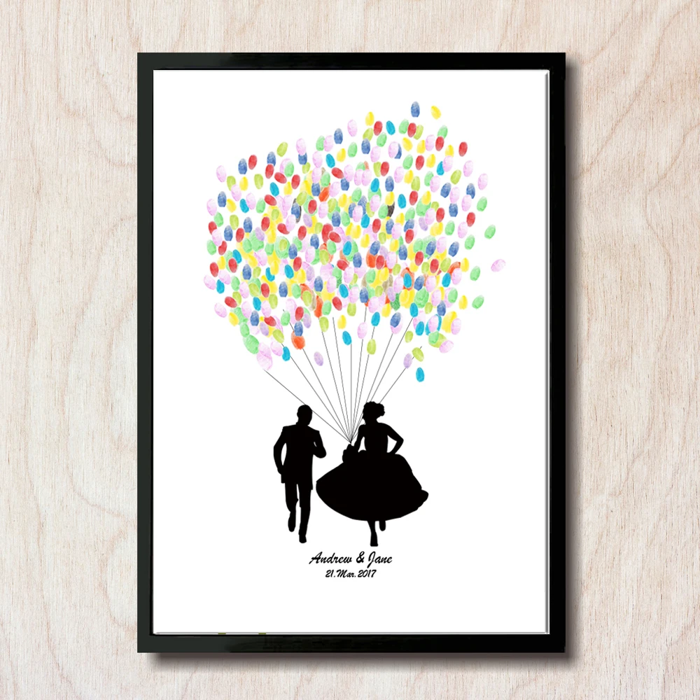

Wedding Signature Canvas Fingerprint Guest Book Love Couple Happiness Wedding Gift Souvenir Thumbprint Guest Book Unframed HK101