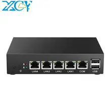Xcy computador industrial mini fanless pc intel celeron j1900 windows 10 linux ubuntu desktop pfsense firewall barebone micro pc