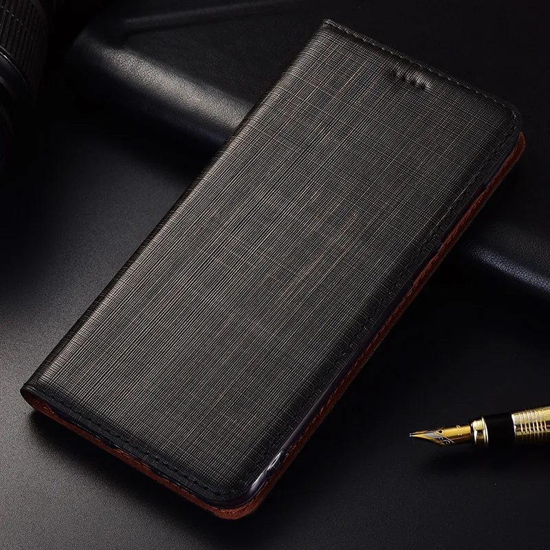 Из натуральной кожи ручной работы флип чехол для Huawei Honor 8 10 Lite/Honor Примечание 8 10 Стенд чехол на магните для телефона сумка - Цвет: Черный