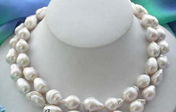 

Jew3109 2row white drip baroque keshi reborn pearl necklace