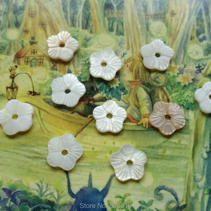 

Promotion ~ 10MM 80Pcs Flower Shape Natural Shell Beads Stone Earring Accessories Jewelry Findings
