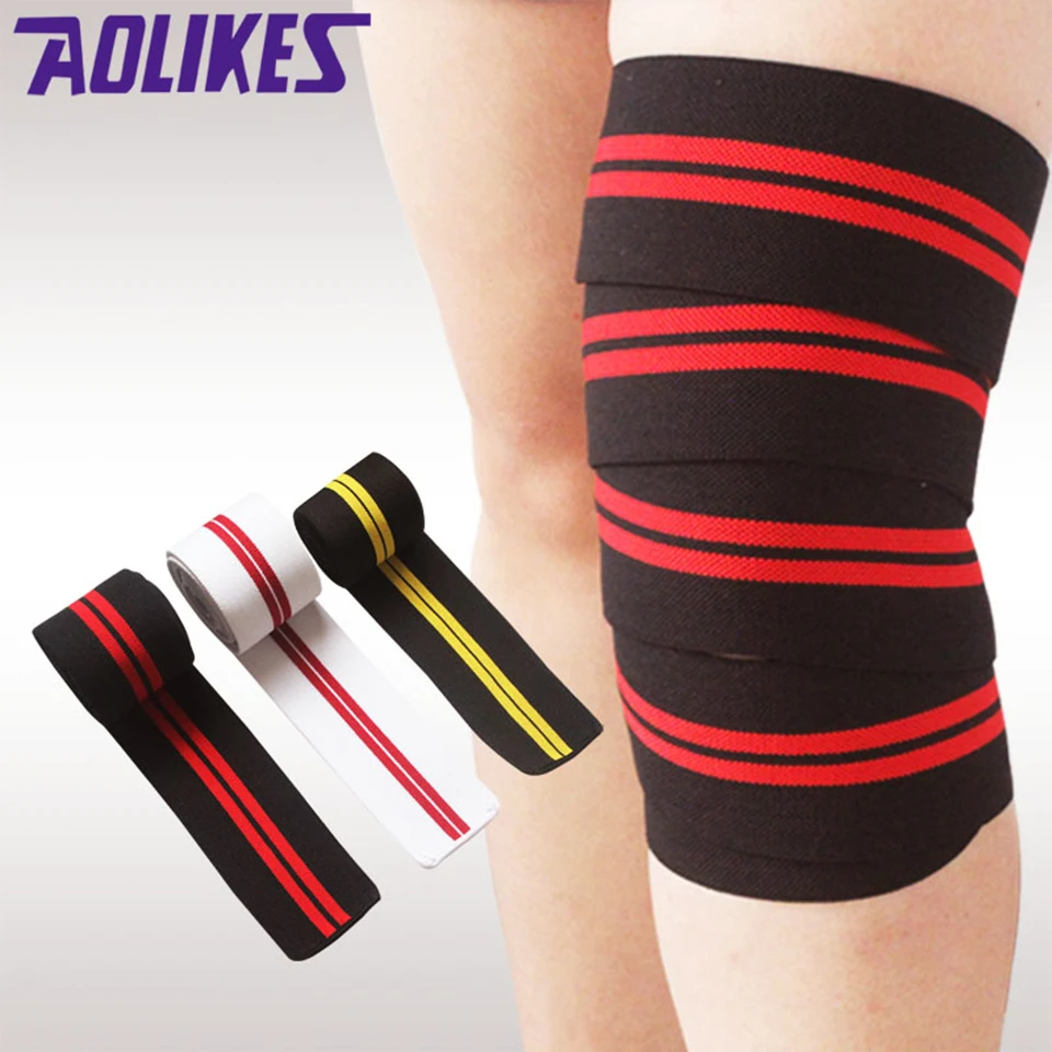 Pair Knee Wraps Weight Lifting Bandage Straps Braces Sleeves Powerlifting Gym