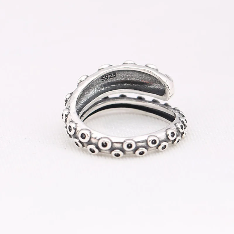 Genuine 925 Sterling Silver Vintage Octopus Tentacles Ring Compatible With European Jewelry