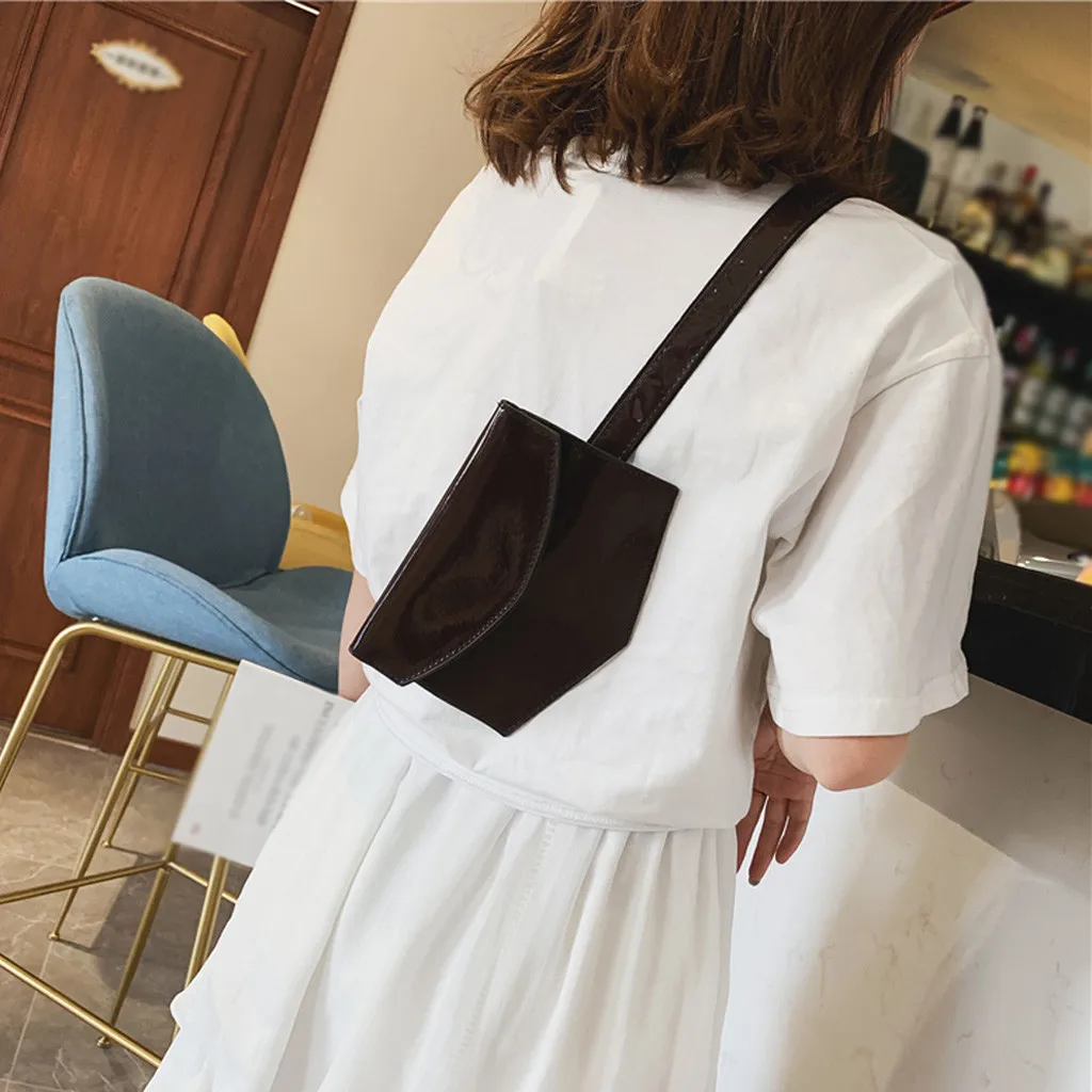 Women Streetwear Fanny Pack Outdoor Patent Leather Belt Bag Hasp Solid Color Messenger Bag Chest Bag Waist Bag поясная сумка