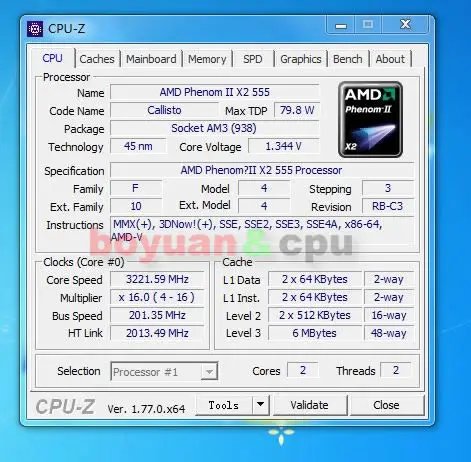 Двухъядерный процессор AMD Phenom II X2 555 3,2 ГГц HDZ555WFK2DGM Socket AM3