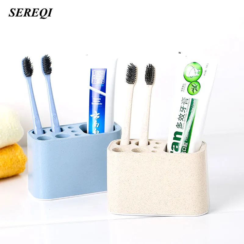 SEREQI Home Travel Toothbrush Storage Box Case Wheat Straw Porous