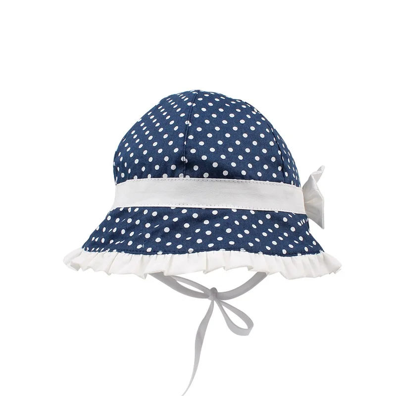 Bow Dots Baby Girls Hat Polka Panama Summer Sun Hat Cotton Cute Baby Bucket Hat For Girls Lace Princess Cap Baby Girls Clothing (6)